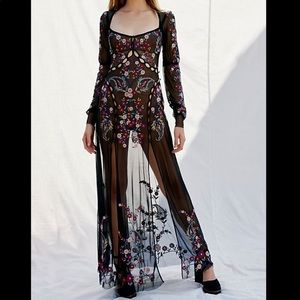 For Love and Lemons Ester Embroidery Maxi Dress